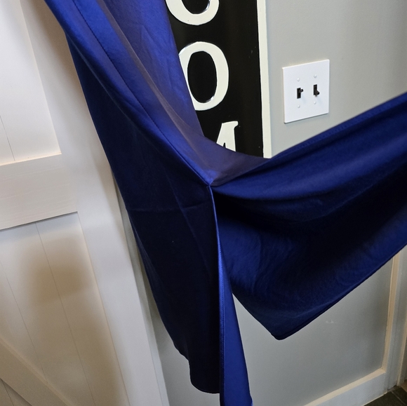 EXPRESS NWT Women’s Size XS Royal Blue Cowl Neck Satin Midi Slip Dress. - Picture 3 of 7